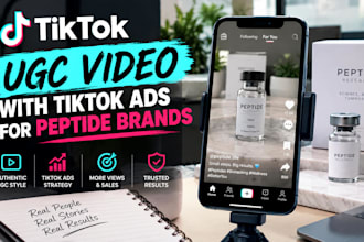 create viral style ugc tiktok video with tiktok ads for peptide brands