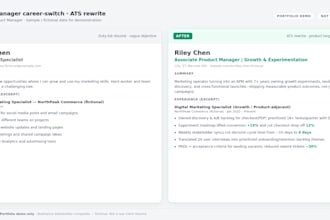 rewrite your resume for a product manager career switch ats and linkedin about