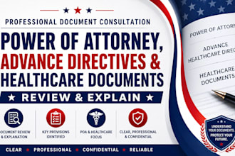review and explain power of attorney, advance directives, healthcare documents