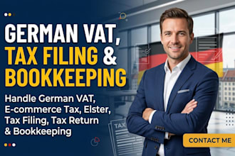 handle german vat, ecommerce tax, elster, tax filing tax return and bookkeeping
