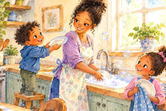 draw watercolour children storybook illustration and children book illustration