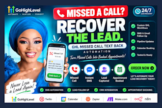 set up gohighlevel missed call text back, lead follow up automation