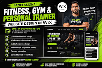 design a fitness, gym, or personal trainer website in wix with booking