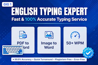be your fast english typing expert,pdf to word,image to word
