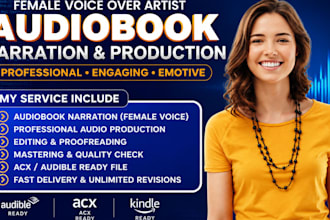 do audiobook narration, production female voice over
