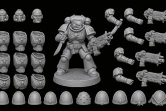 sculpt custom 3d warhammer space marine miniatures and bits for 3d printing