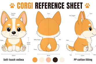 design plush reference sheet stuffed animal kawaii ych character