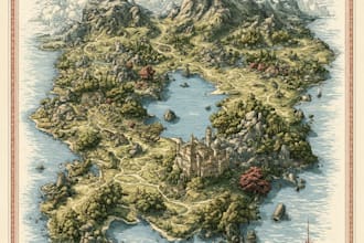 draw a wonderful custom fantasy map
