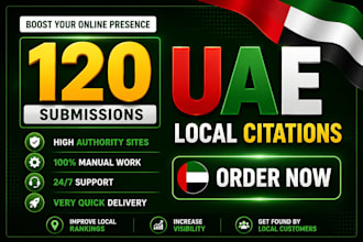 build 120 uae local citations and backlinks with manual submission