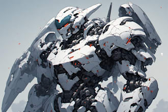 draw amazing character mecha robot illustration