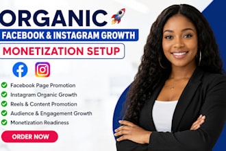 promote facebook page and instagram organically to complete monetization