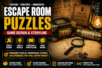 create custom escape room puzzles, game design and storyline