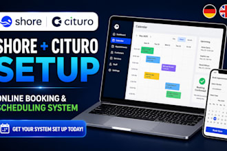 setup shore business and cituro online booking system