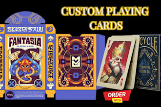create custom playing card, poker card, back card, tuck box, card illustration