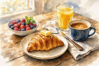 make an amazing food and drink watercolor illustration