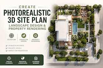 create photorealistic 3d site plan, landscape design and property rendering