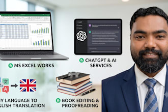 do book editing and excel works and translation