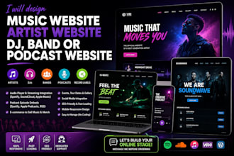 design a music website, artist website, dj, band, or podcast website