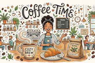 create cartoon doodle art illustration for your project