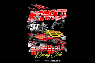 make custom vintage racing car logo with t shirt design