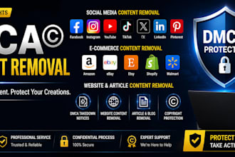 remove copyright infringing fb,instagram,tiktok,x,yt,negative,google links dmca