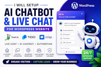 setup tawk tidio crisp livechat ai automation ai chatbot for wordpress website