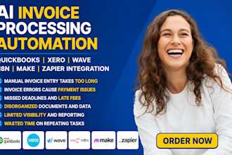 ai invoice processing automation quickbooks xero wave n8n make zapier integratio