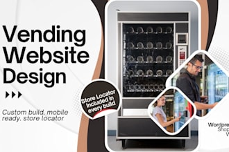 design vending machine website with online ordering product catalog and locator