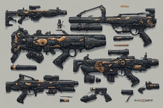 draw your weapon concept art in awesome details
