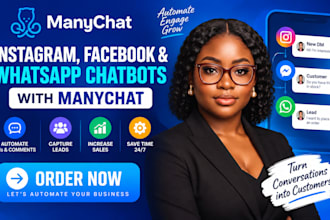 build instagram facebook and whatsapp chatbot automation with manychat