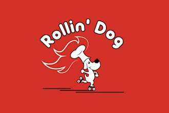 design cartoon dog hot dog roller logo