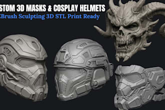 create custom 3d mask and cosplay helmet stl for 3d printing