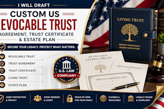 draft custom US revocable trust agreement trust certificate and estate planning