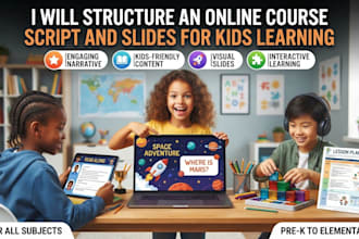 structure an online course script and slides for kids learning