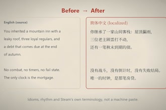 localize your indie game into simplified chinese as a native speaker
