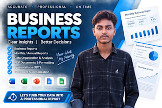 create professional PDF reports, excel dashboards and powerpoint presentation
