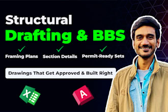 do structural drawing, 2d floor plans, and bar bending schedule