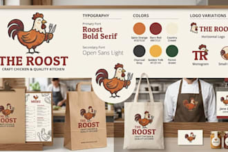 design chicken logo design with full brand identity