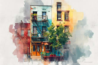 do render architecture and interior concept in watercolor