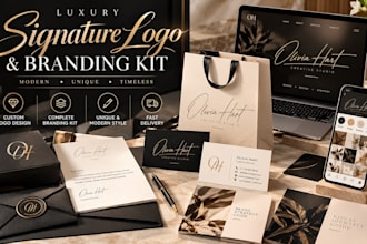design luxury signature logo, branding kit, and brand identity