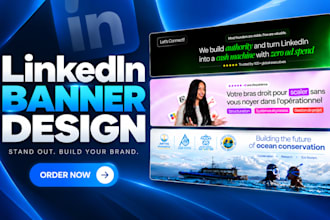 design a professional linkedin banner, cover and header