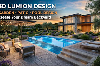 create garden, patio and pool design with lumion