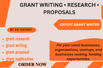 do grant research, grant writing, grant proposal for startups small business