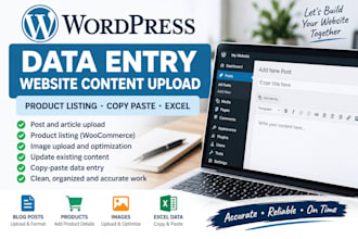 do wordpress data entry and website content upload