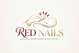 design a stylish and glamorous red nails logo