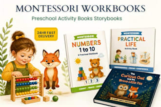 create montessori children workbook illustrate preschool children story book