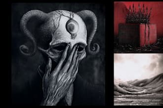 draw dark art and horror illustration