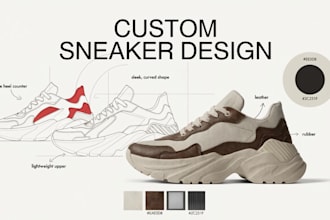 design custom shoes, sneakers, footwear sketches and tech packs for manufacturin