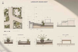 draw landscape design sections, elevation, detailed drawings