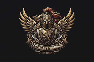 design a powerful and legendary warrior logo